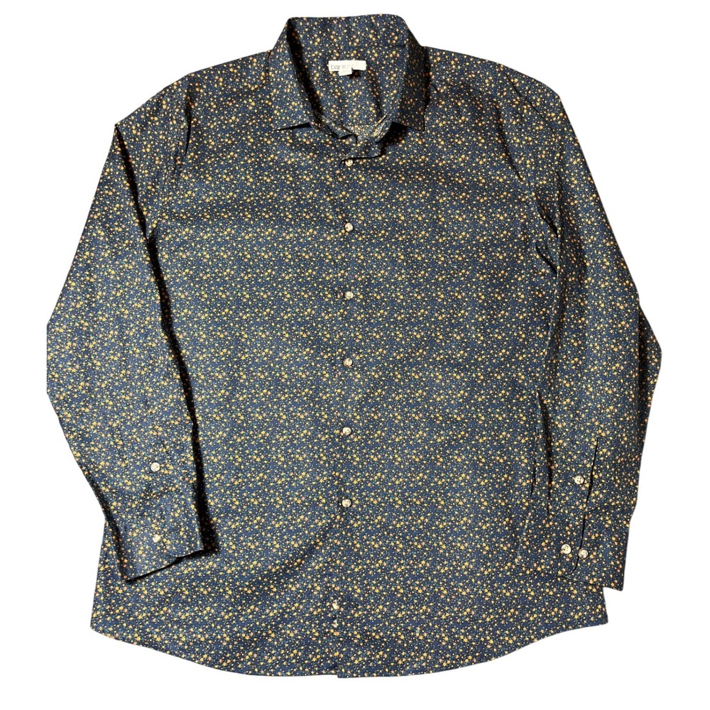 Bar III‎ Mens Slim Fit Stretch Long Sleeve Button Down Shirt XL Floral Print